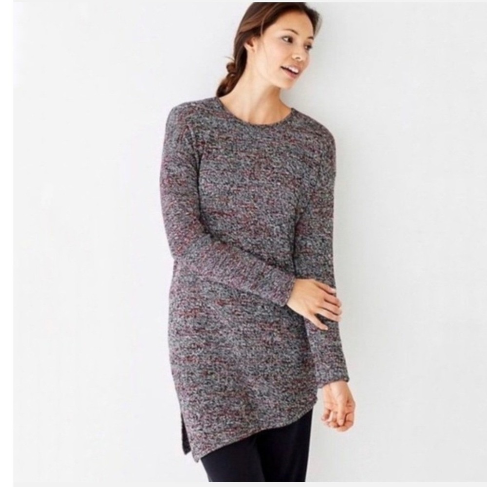 Pure Jill Wool Cashmere Blend Asymmetrical Tunic Sweater L Tall Elevated Basic